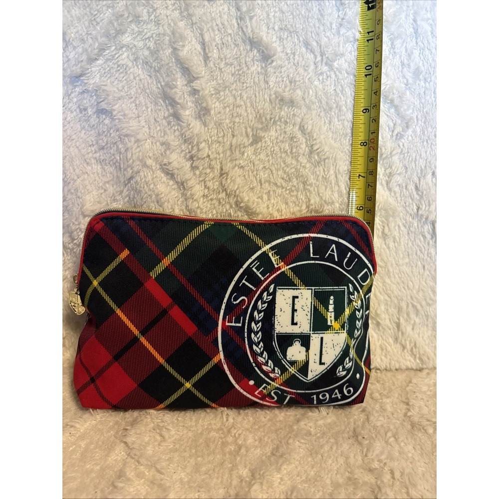 NWOT Estee Lauder Tartan Plaid Nylon Makeup Cosmetic Travel Bag New Limited Edit - Picture 3 of 5